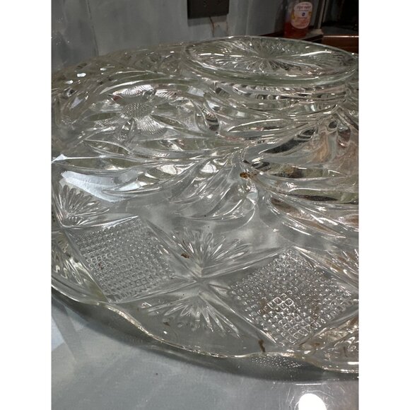 Vintage Clear Glass Cut Crystal Serving Bowl - Picture 8 of 10